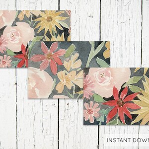 Printable Note Cards, Blank Note Cards, Watercolor Cards, Floral ...