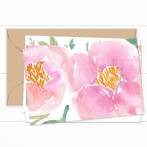 Watercolor Peony Notecards: Printable Floral Stationery Set (Digital Download)