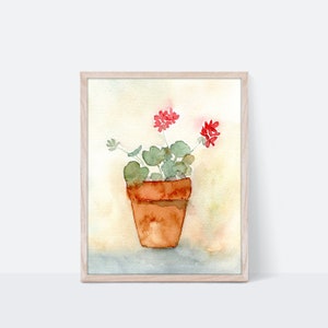 Geranium Art, Floral Wall Art, Cottagecore Decor, Digital Download