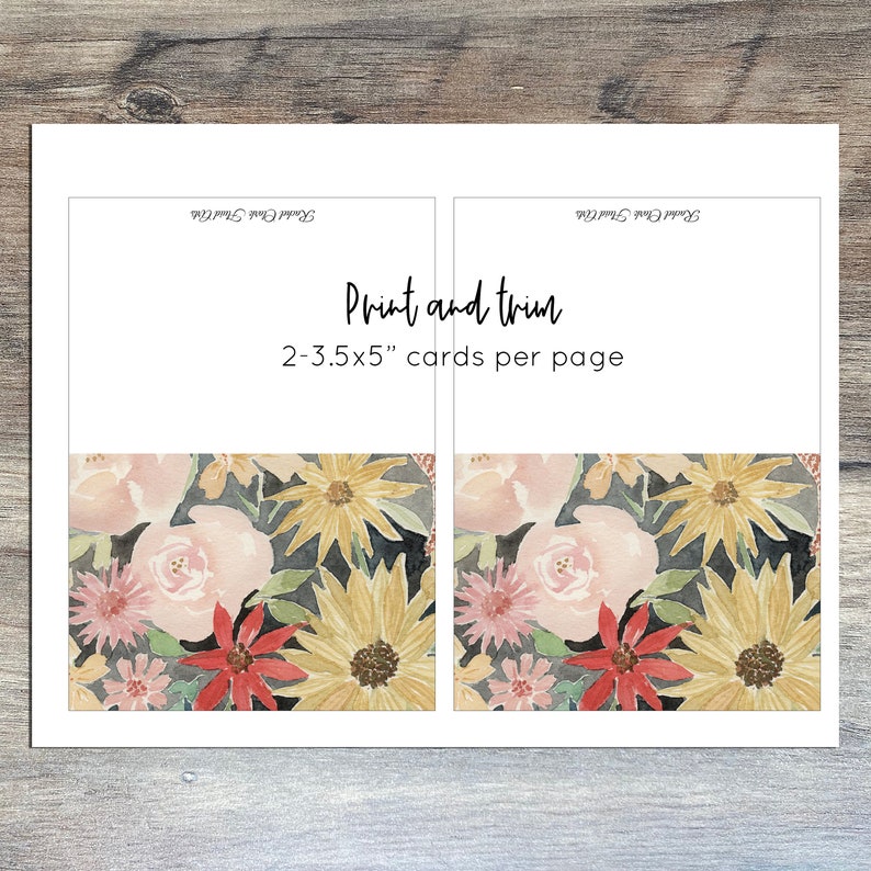 Printable Note Cards, Blank Note Cards, Watercolor Cards, Floral Greeting Cards, Gift Idea for ...