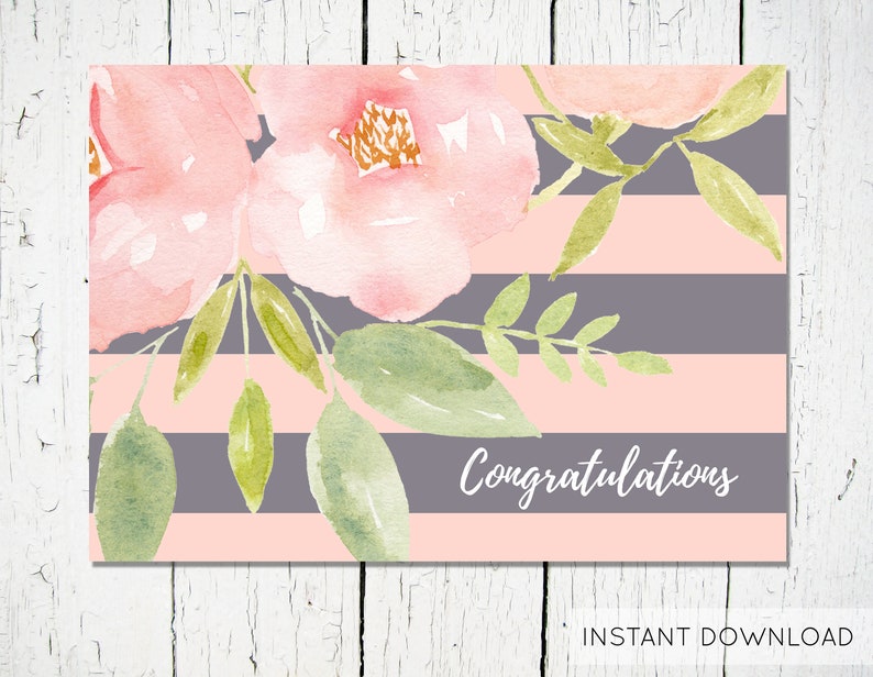 Floral Congrats Card Wedding Cards Congratulations Baby Shower Etsy