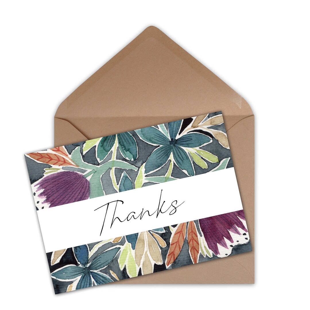 Printable Watercolor Thank You Card – 5x7 Digital Download | Floral ...