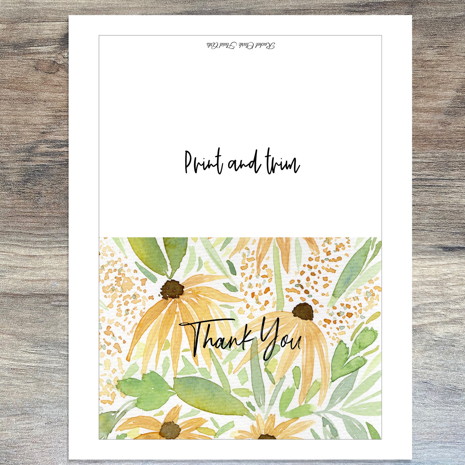 Sunflower Thank You Cards Printable Cards Flower Thank You - Etsy