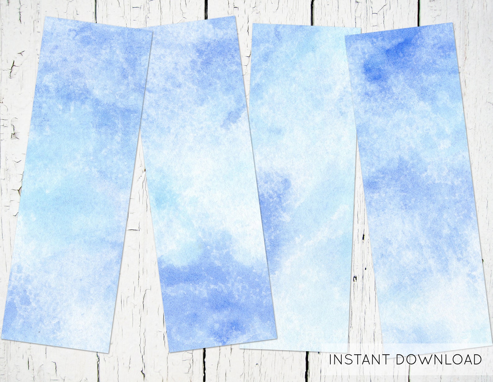 Printable Watercolor Bookmarks Sky Blue Bookmarks Digital Etsy