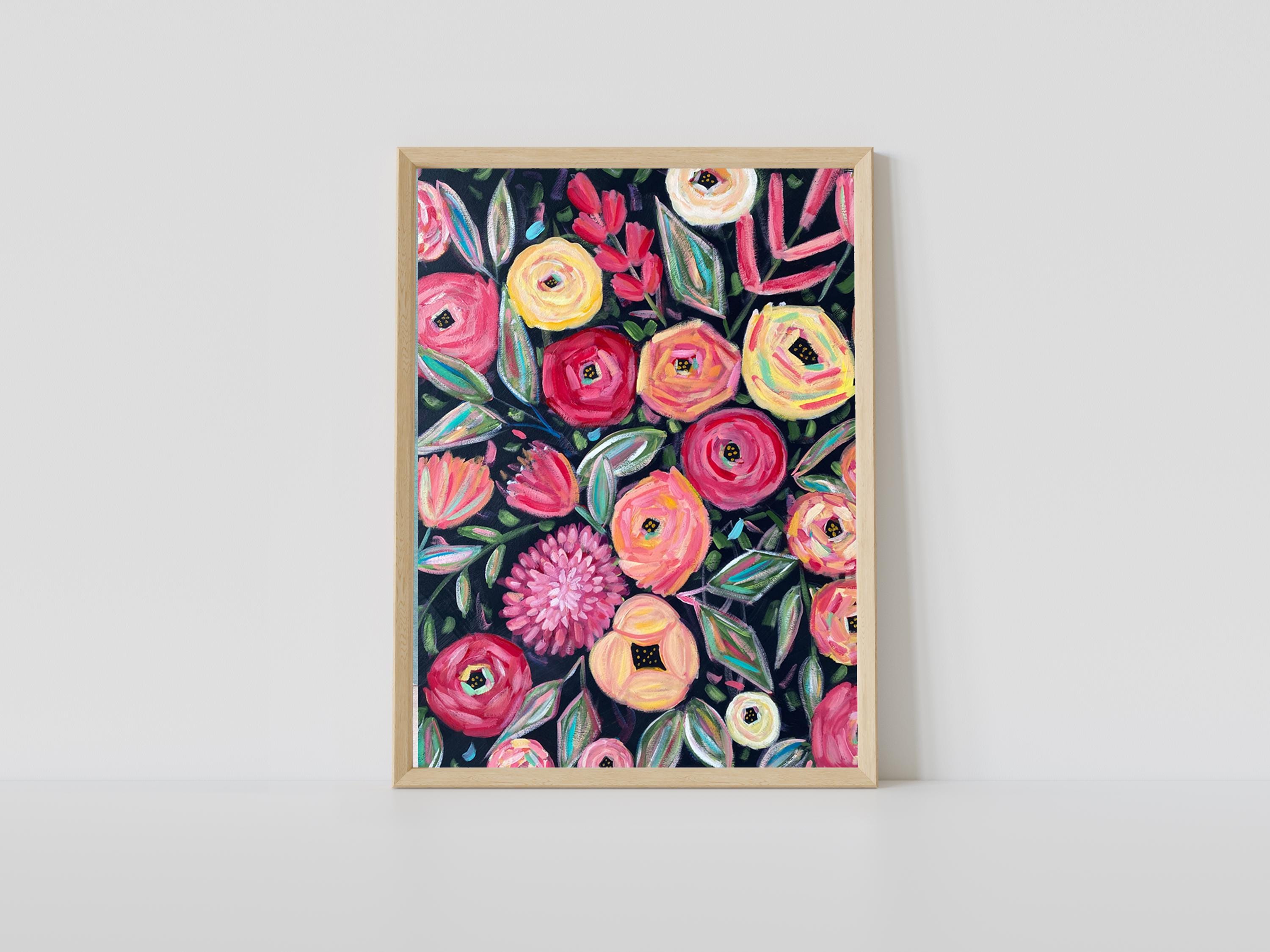 Bold Floral Art Print: Modern Colorful Flower Wall Decor (digital ...