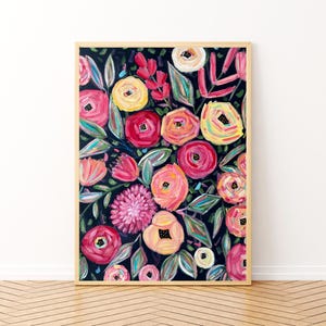 Bold Floral Art Print: Modern Colorful Flower Wall Decor (Digital Download)