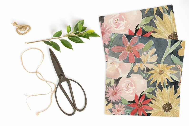 Printable Note Cards, Blank Note Cards, Watercolor Cards, Floral ...