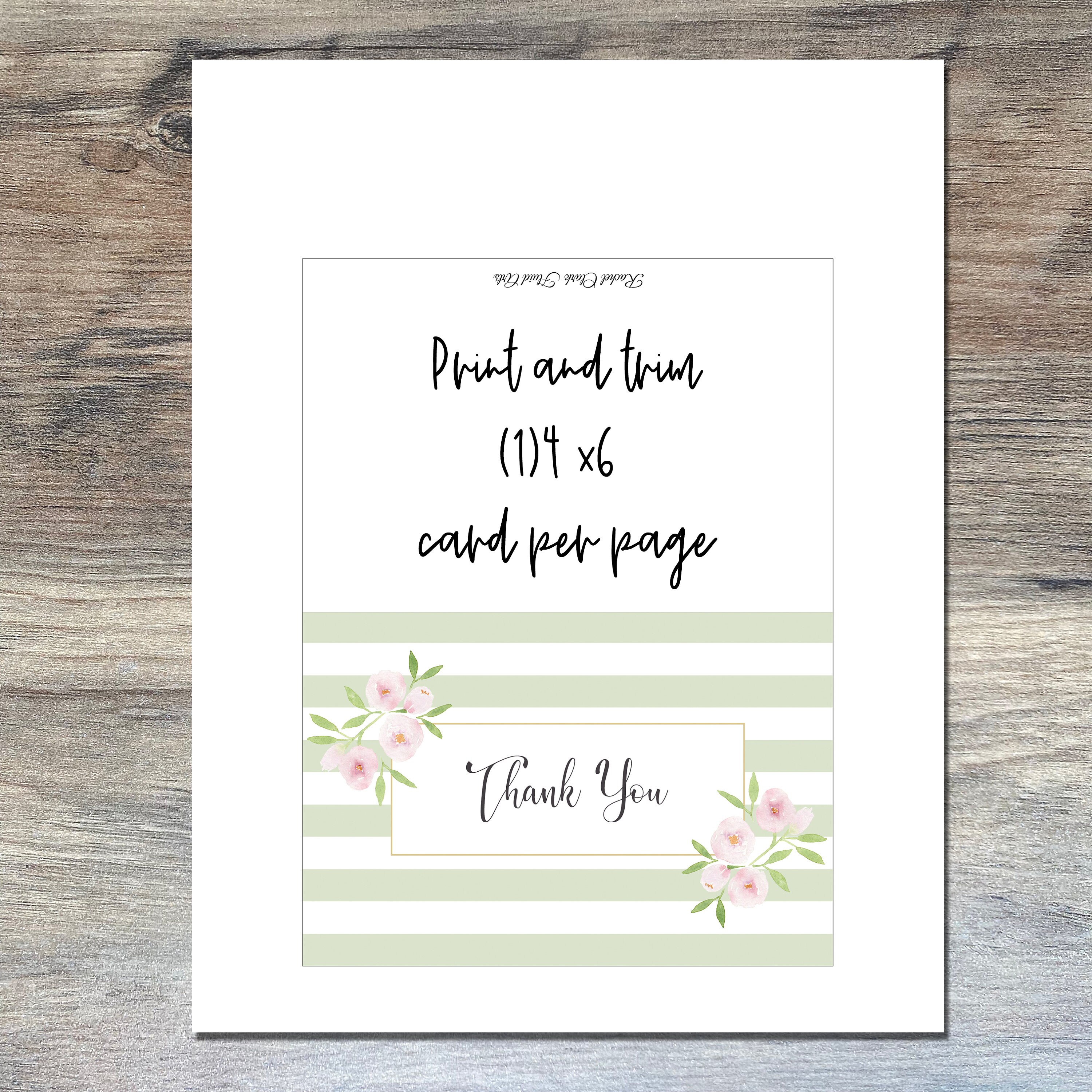Printable Floral Thank You Cards, 4x6 Cards, Wedding Thank You ...