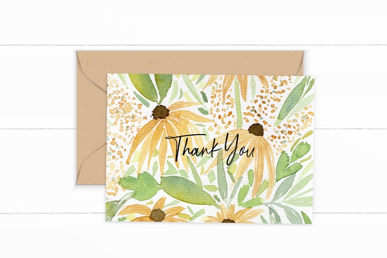 Sunflower Thank You Cards Printable Cards Flower Thank You - Etsy