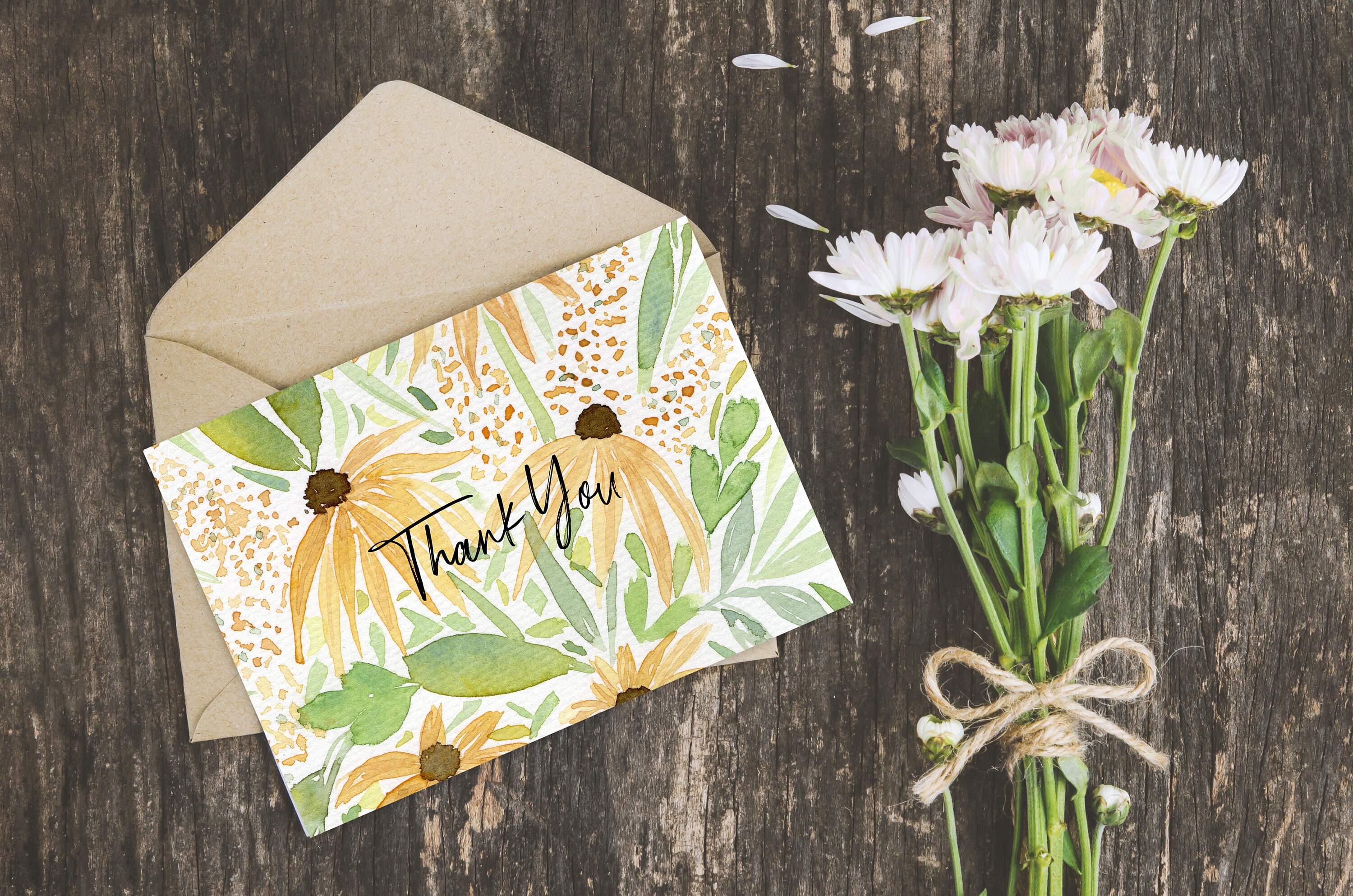 Sunflower Thank You Cards Printable Cards Flower Thank You - Etsy