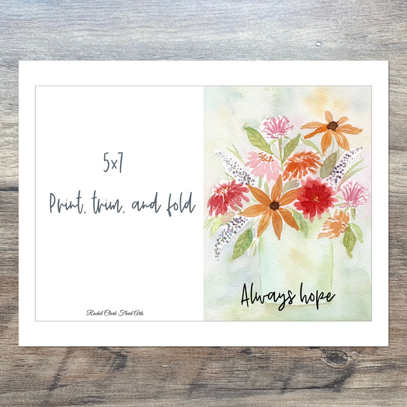 Print at Home Cards Flower Cards Uplifting Cards Floral Etsy
