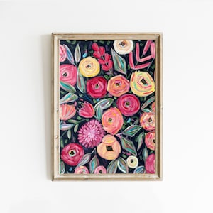 Colorful Floral Art Print: Modern Boho Flower Wall Decor (Digital Download)