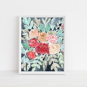 Colorful Floral Art Print: Boho Flower Wall Decor (Digital Download)