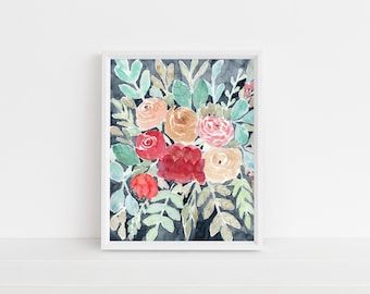 Colorful Floral Artwork, Bold Floral Print, Boho Flower Art Prints,  Modern Floral Art, Floral Wall Art