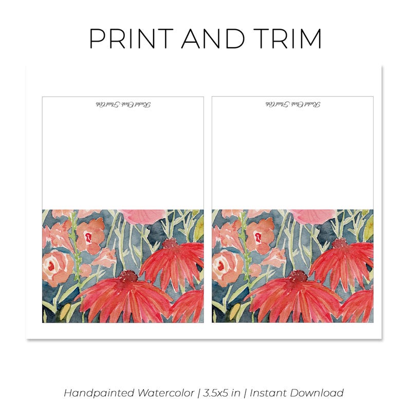 Printable Floral Notecards Set of 3 | Watercolor Flower Cards | 3.5x5 ...