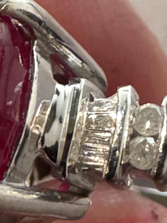Sterling Silver Lab-Created Ruby Ring with Moissa… - image 3