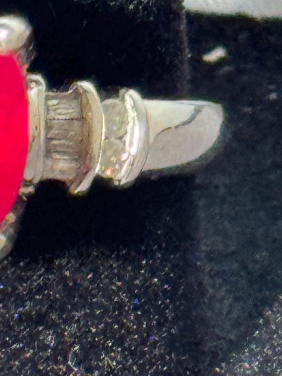 Sterling Silver Lab-Created Ruby Ring with Moissa… - image 10