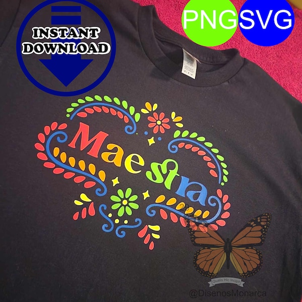 Mexican Maestra and Maestro Otomi design  Spanish teacher Hispanic Hispano colorful SNG PNG cut file or for sublimation