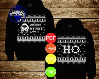 Où est ma pute ? Conception de pull de Noël laid de couple avec couleur, noir et blanc svg png pdf jpeg parfait pour le vinyle de sublimation ou dtf