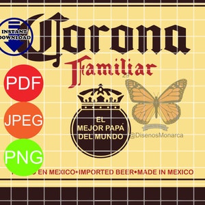 Corona Familiar El Mejor Papa Sublimation Design, 20 oz Skinny Tumbler, Wrap, Waterslide, Digital Download PNG, JPEG and PDF included