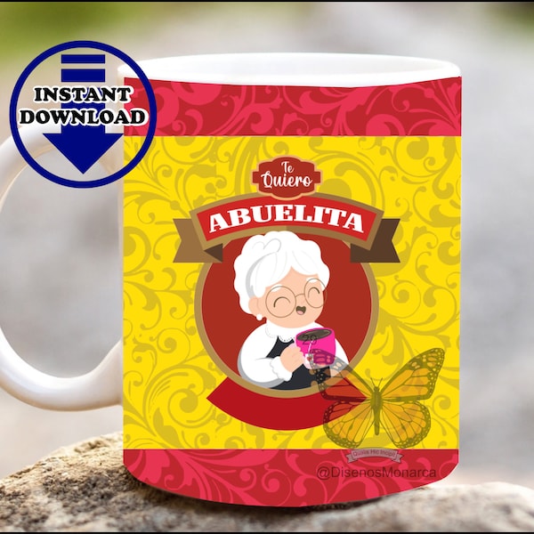 Chocolate Abuelita Abuelito Diseño de sublimación, taza de 11 oz, envoltura, tobogán de agua, descarga digital PNG