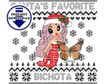 Santa&#39;s Favorite Bichota Karol G Christmas Sweater PNG pour sublimation, DTF, imprimer et couper un pull de Noël moche