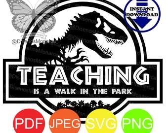 Teaching Is A Walk In The Park, Autism Awareness, Jurassic, dino, svg, jpeg, pdf, png