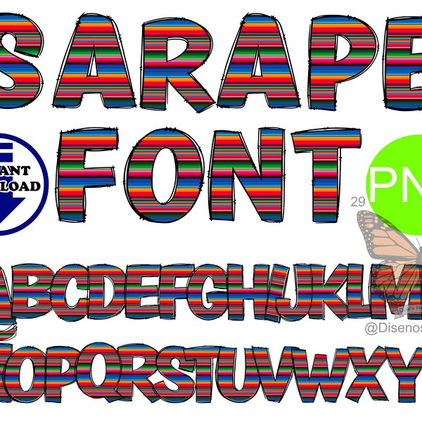 Sarape Barbed Font PNG  clipart instant download Mexican inspired