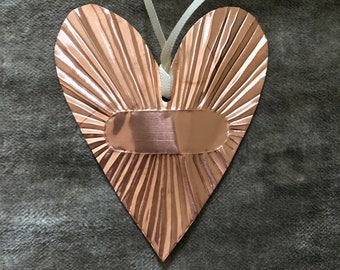 Personalisierte Hand geprägte hängende Kupfer Herz