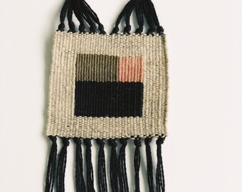 modern woven necklace - textile jewelry - statement necklace - linen necklace - tassel necklace