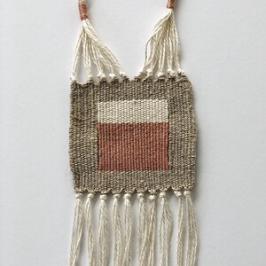 modern woven necklace - mini tapestry - fiber jewelry - tassel necklace - woven necklace image 3
