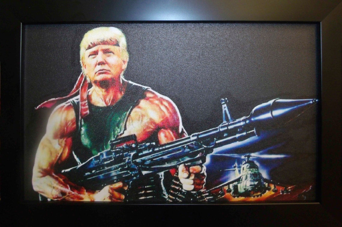 Trump Rambo Framed Canvas Art Picture - Etsy