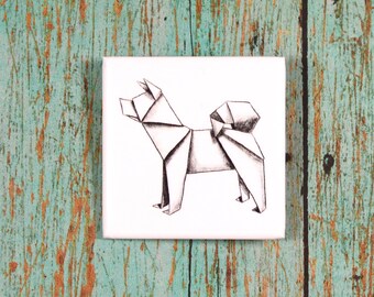Origami hond knop-Akita knop
