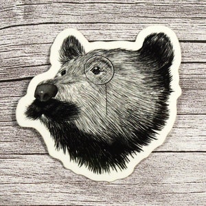 Bär mit Schnurrbart-Aufkleber - Bär-Aufkleber