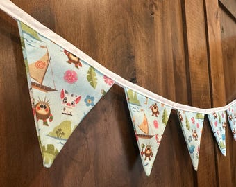 Moana Birthday Pennant Banner Fabric Banner Party Decor