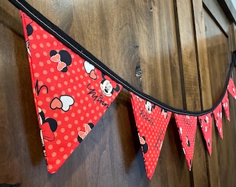 Minnie Mouse Birthday Banner Mickey Mouse Birthday Banner Fabric Bunting Banner Party Decor Disney Baby Shower