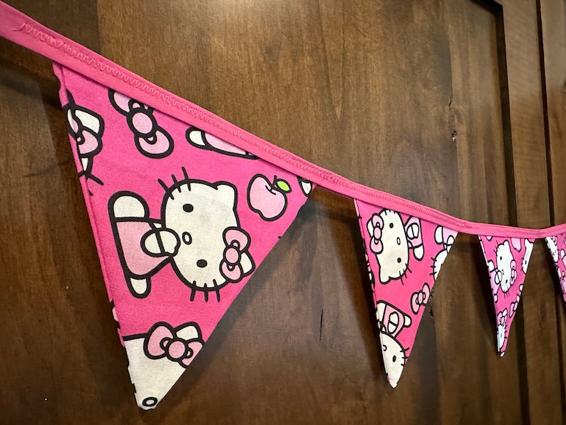 Hello Kitty Poly Flags Hello Kitty Birthday Pennant Banner Fabric Banner Party Decor - Etsy