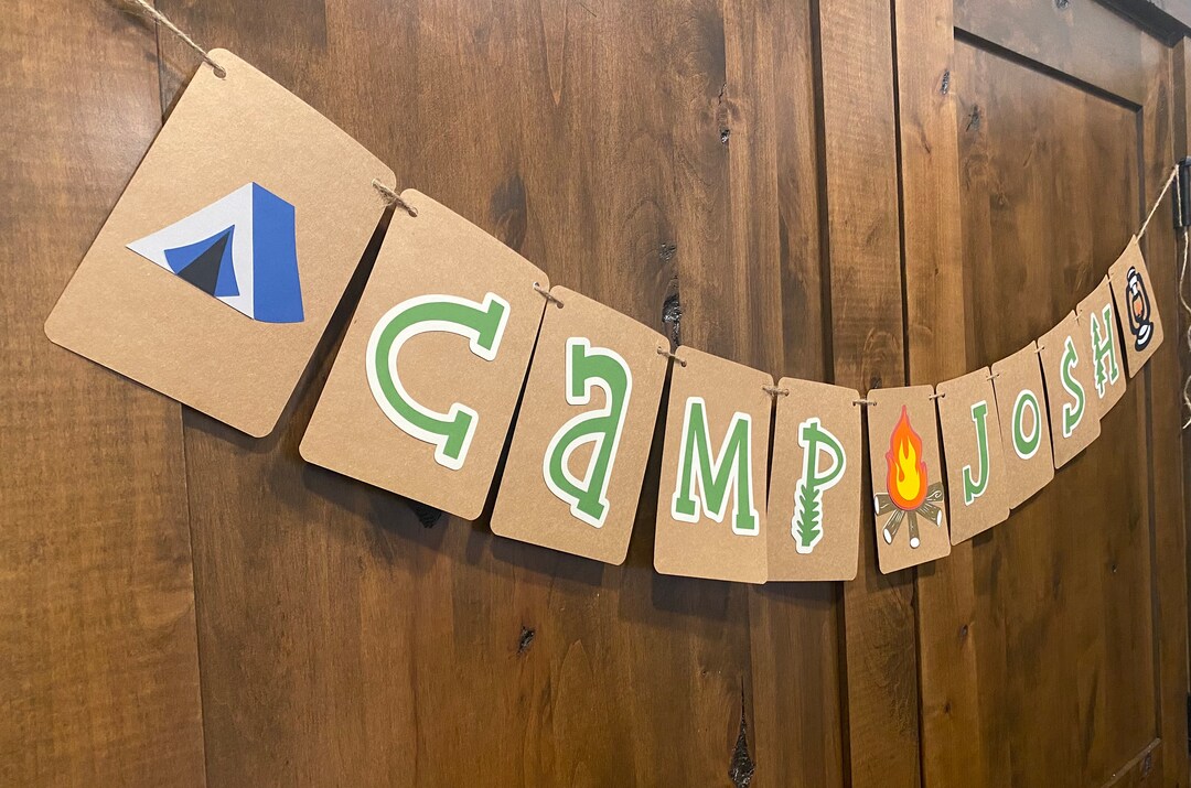 Camping Birthday Banner Camping Theme Cardstock Paper Banner