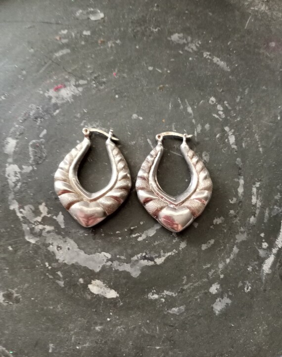 Vintage pierced earrings silver Gem