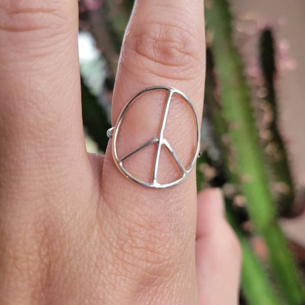 Peace Sign 14K Gold Filled or Sterling Silver Ring