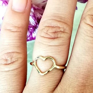 Heart Shape Simple 14K Gold Filled or Sterling Silver Ring