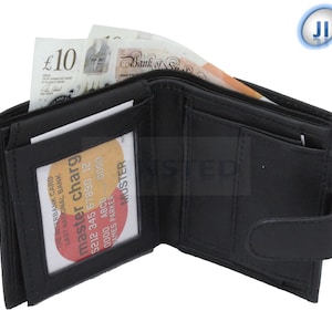 Billetera de lujo de piel con 7 compartimentos para tarjetas, monedas y 3 para billetes. Protección RFID. W0036