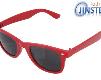 Childrens Red Frame Sunglasses Black Tinted Lens UV400 Protection KR003