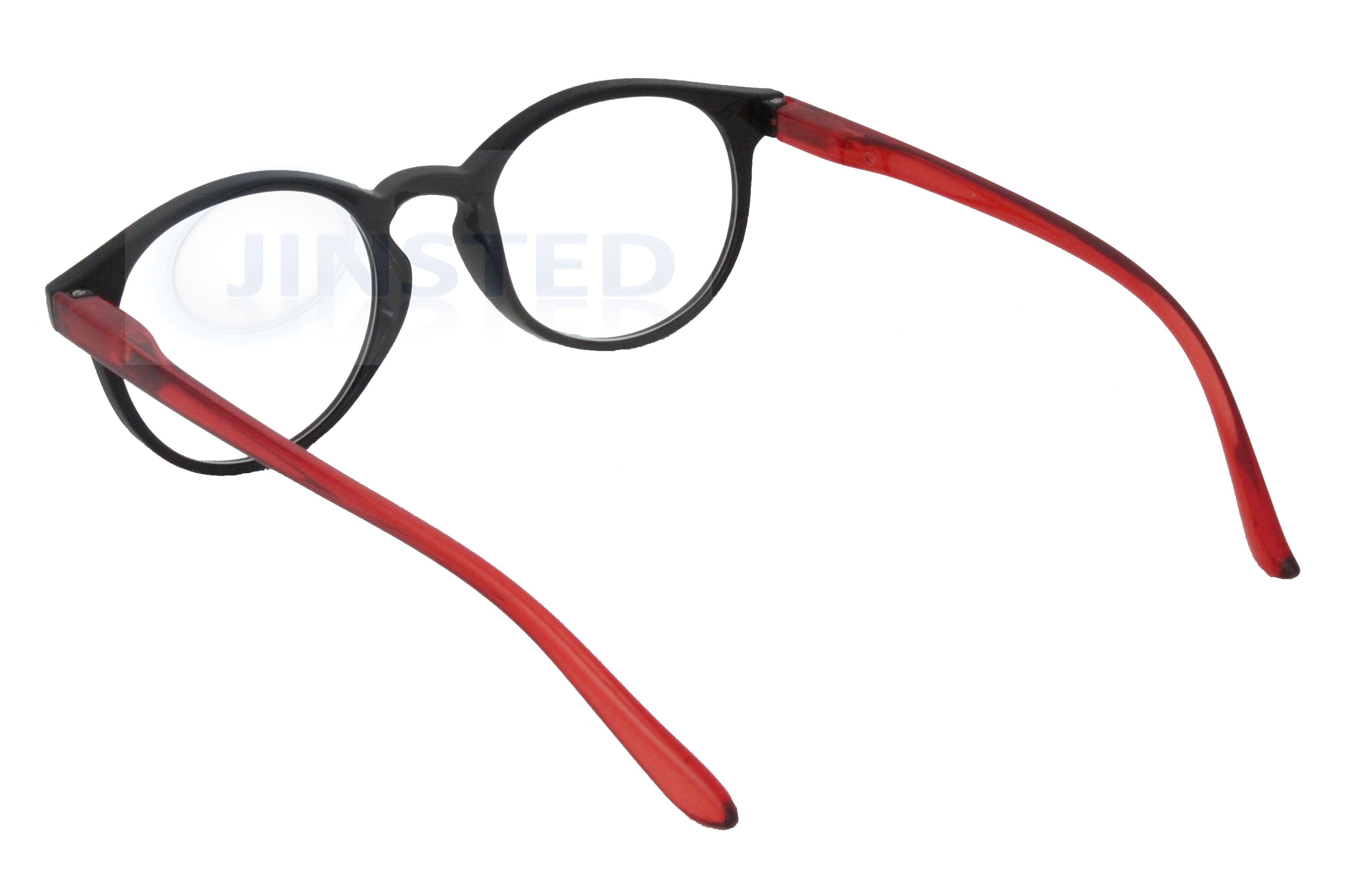 Black and Red Reading Glasses. Adult Round Frame Unisex 