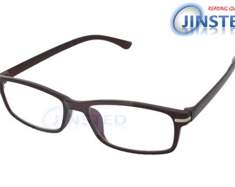 Adult Dark Brown Reading Glasses. Rectangle Frame Unisex Spectacles Strength from +1.00 - +4.00 RG057