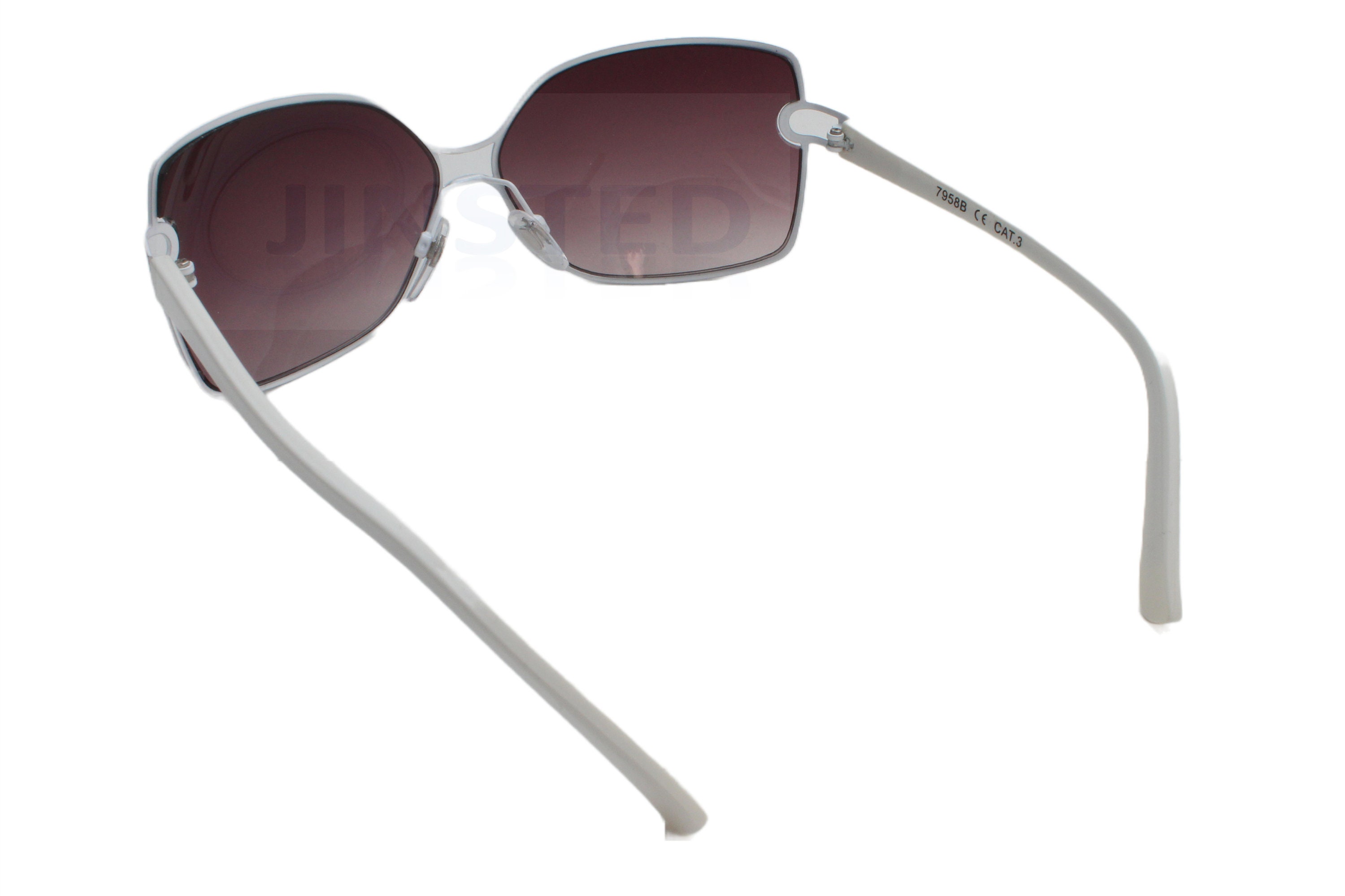 Adult Oversized Butterfly Sunglasses. White Frame With Brown 