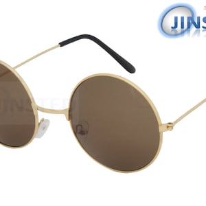 Gafas de sol redondas brown Teashades con marco circular dorado Protección UV400 SP010