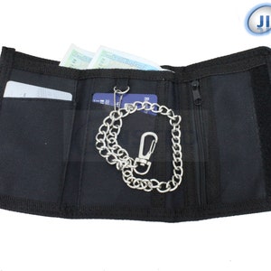Monedero Velcro Canvas Tri Chain Negro.  4 compartimentos para tarjetas y 2 monedas.  W0043