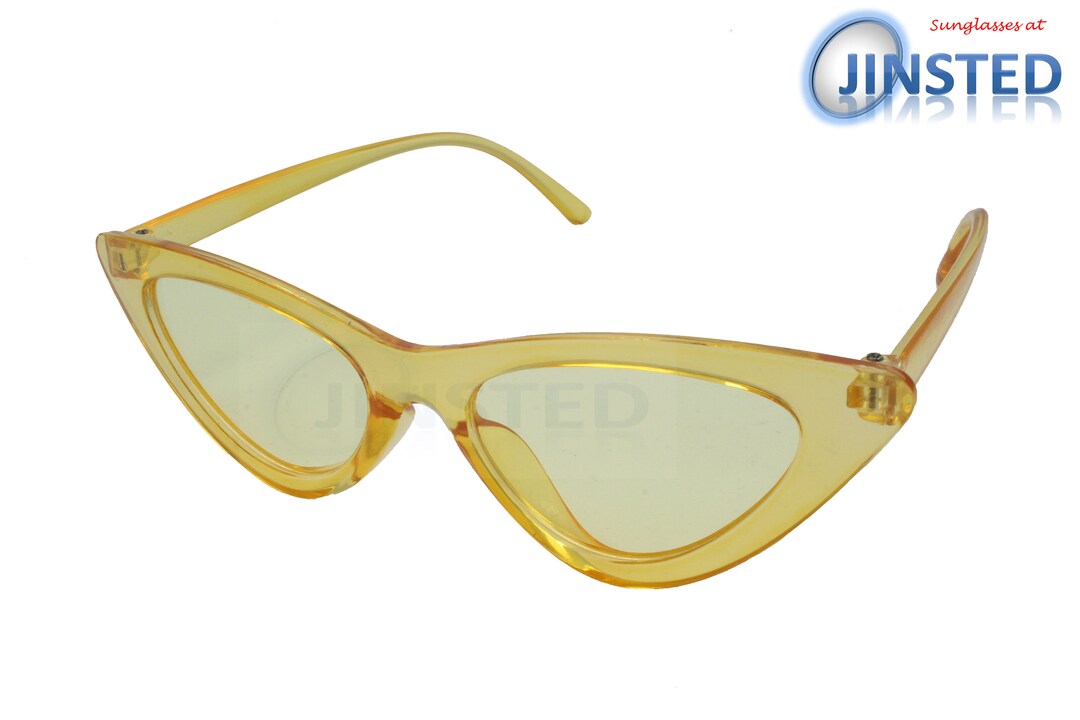 Clear Yellow Cat Eye Sunglasses Tinted Lens Adult Frame UV400