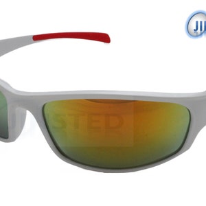 Mirrored Adult Cycling Sunglasses Tinted Wrap Around Sports White Frame AS033